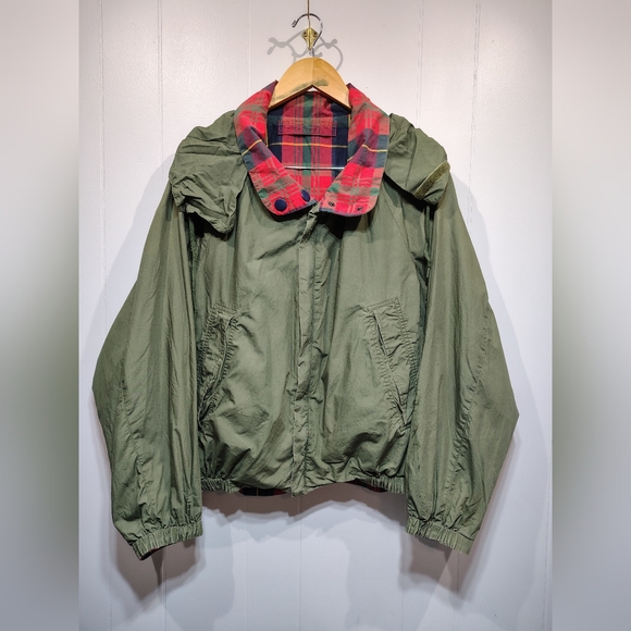 Vintage Ozark Wilderness Outfitters Green Plaid Hooded Reversible Jacket Medium - Picture 8 of 8